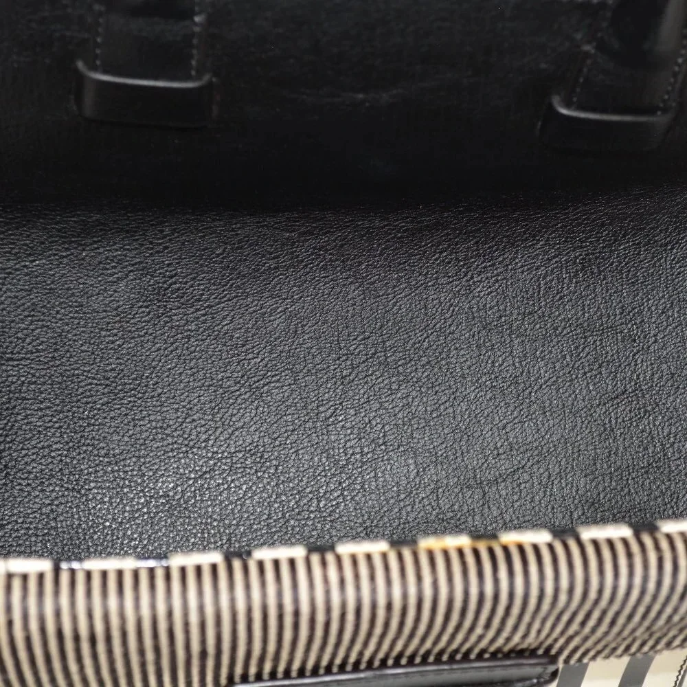 REBECCA MINKOFF COPENHAGEN BLACK/ WHITE PEBBLED LEATHER TOTE - Picture 10 of 16